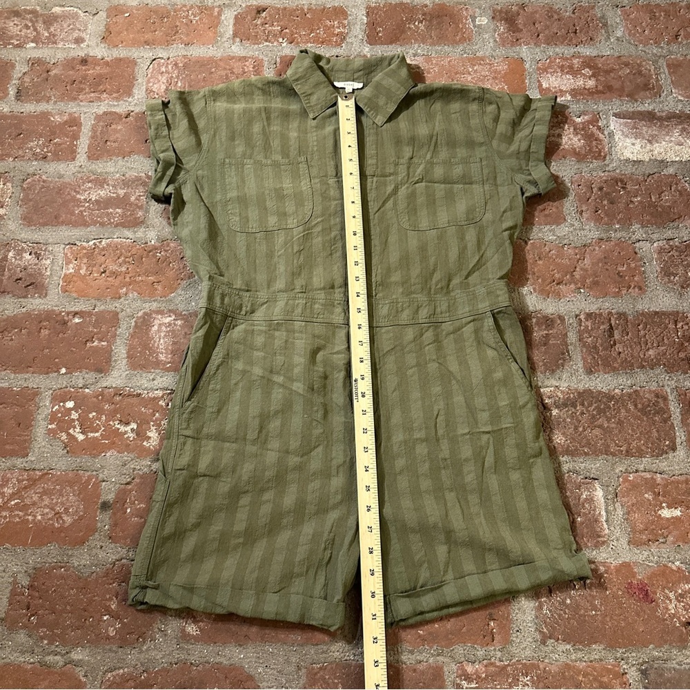 Easel Safari Utility Military Cotton Romper Jumpsuit Olive Green Striped Medium - Picture 6 of 15